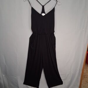 Soma WKND Black Racer Back Romper Womens Size XS Built in Bra‎ Pockets Casual